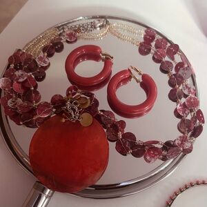 Vibrant Orange Gemstone Necklace Jewelry